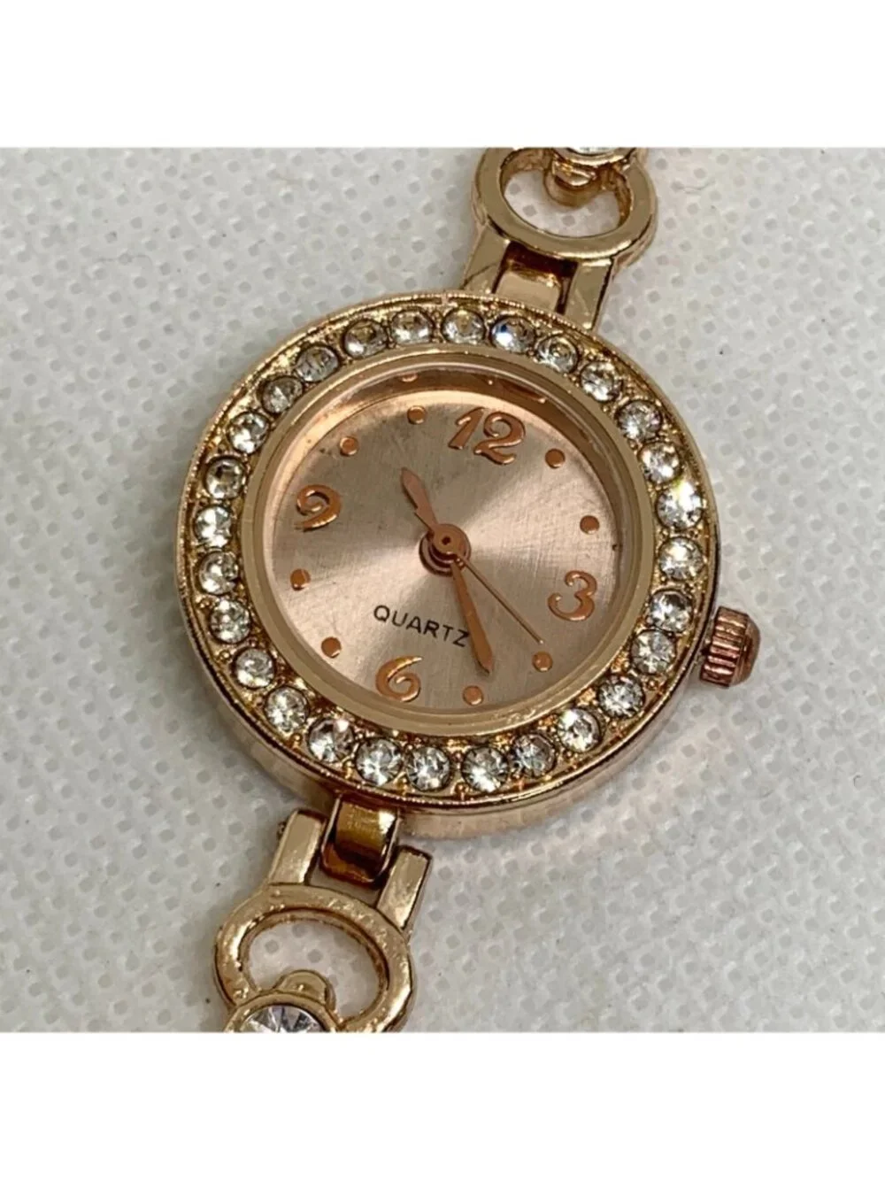 Blear women’s watch rose gold tone 24mm quartz rhinestones up to 7.5” running